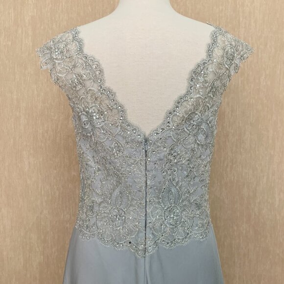 Madeline Gardner New York Pale Grey Formal Gown Dress Size 8 - Picture 8 of 10